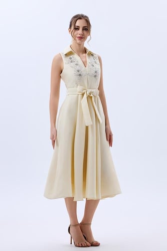 فستان كريب مع تطريز