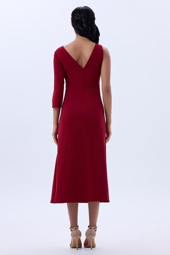 فستان كريب عنابي