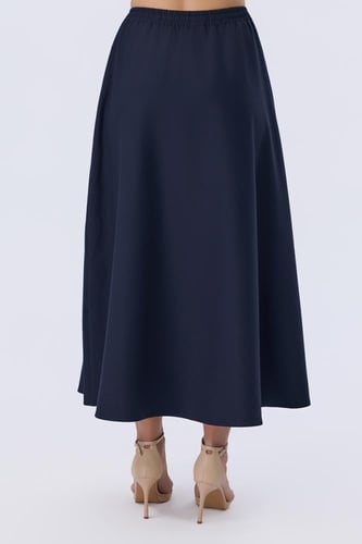 تنورة كحلي مدرسي ثانوي طويلة انسيابية بخصر مطاطي |...