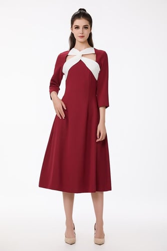 فستان كريب احمر