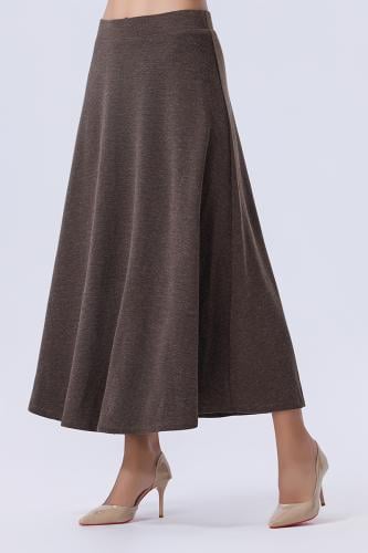 تنورة واسعة بلون بني داكن بقصة A-Line