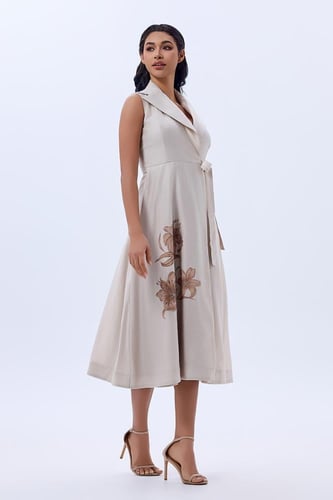 فستان كتان بيج