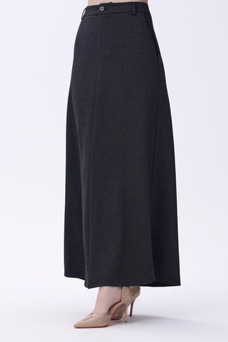 تنورة رصاصي طويلة A line شتوي