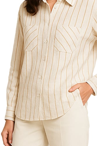 بلوزة كتان أوف وايت مقلمة