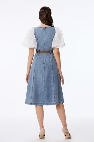 فستان جينز مع دانتيل