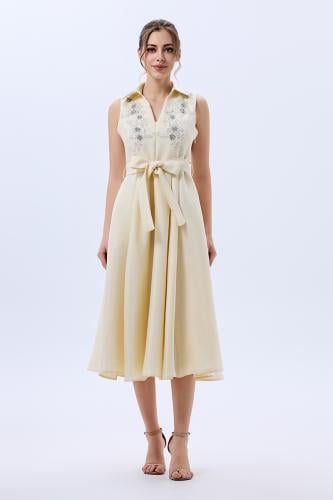 فستان كريب مع تطريز