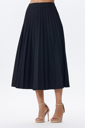 تنورة بليسيه ميدي أسود