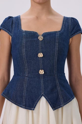 فستان جينز مع تنورة بيج ميدي أنيق