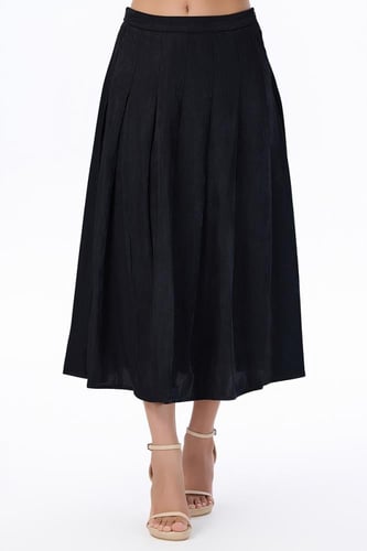 تنورة أسود كلوش كسرات