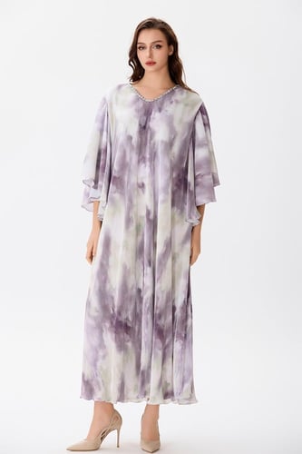 جلابية ستان بليسيه بألوان هادئة