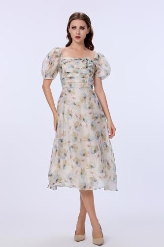 فستان اورغنزا بنقشة الزهر