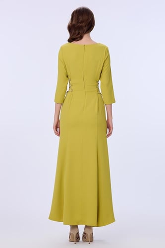 فستان كريب كيوي برباط كريستال