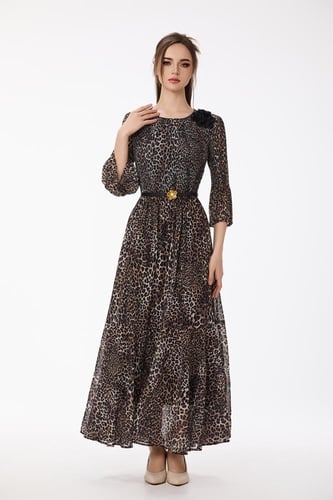 فستان شيفون نقشة الفهد