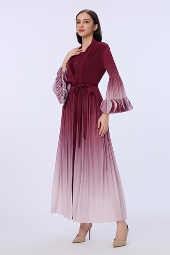 فستان بليسيه بتدرج العنابي