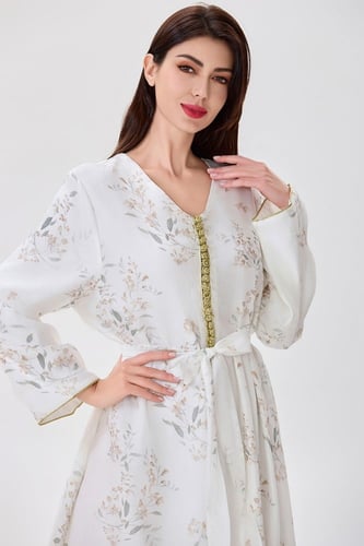 جلابية حرير مع ازرار ذهبية