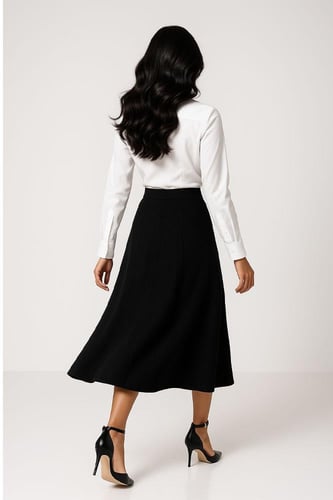 تنورة اسود شتوي ملمس بارز