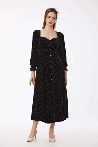 فستان مخمل أسود