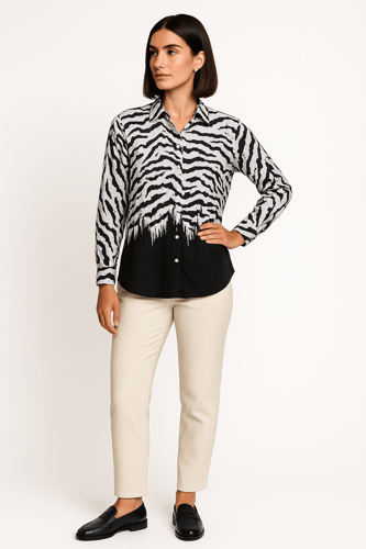 بلوزة ساتان مطبوعة