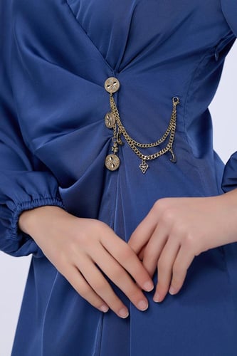 فستان ستان كحلي