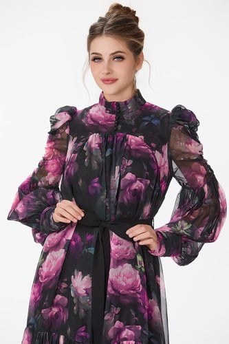 فستان شيفون خريفي