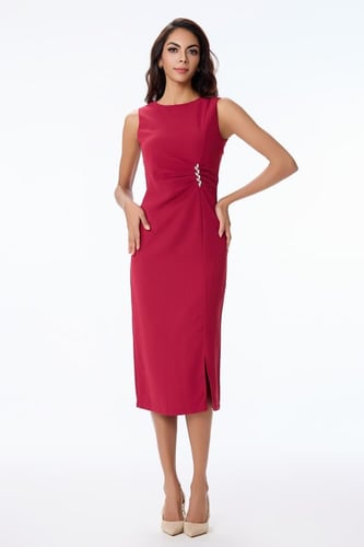 فستان كريب احمر