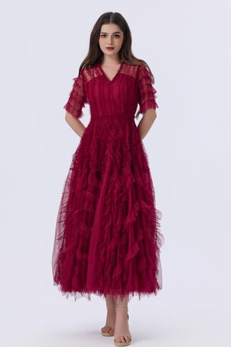 فستان عنابي