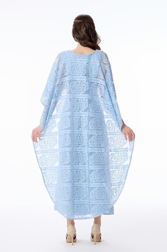 فستان كتان مع كايب دانتيل