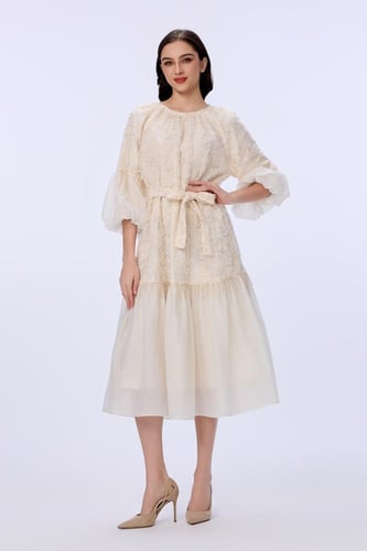 فستان بيج فاتح ميدي