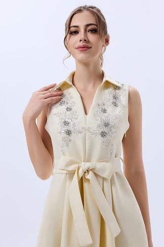 فستان كريب مع تطريز