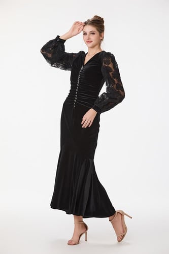 فستان مخمل و دانتيل