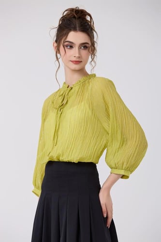 بلوزة شيفون كبوي مع كريستال