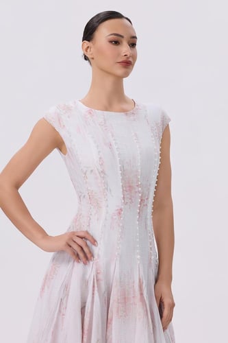 فستان مطبوع مطرز