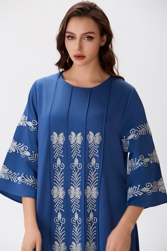 جلابية ستان أزرق ملكي