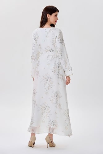 جلابية حرير مع ازرار ذهبية