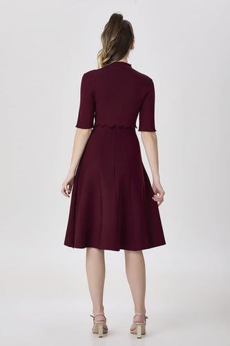 فستان استرتش عنابي