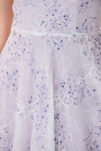 فستان اورغنزا بنفسجي بتطريز مميز