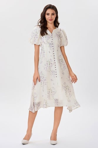 فستان أورغنزا بأزرار لؤلؤ