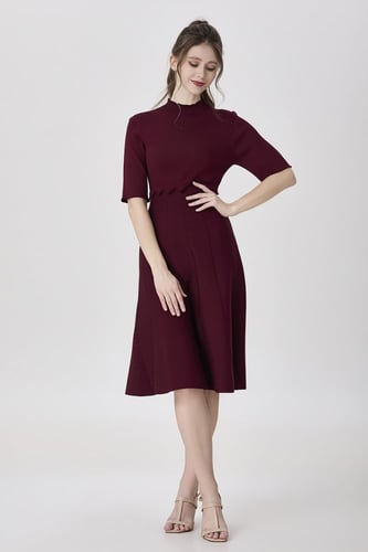 فستان استرتش عنابي