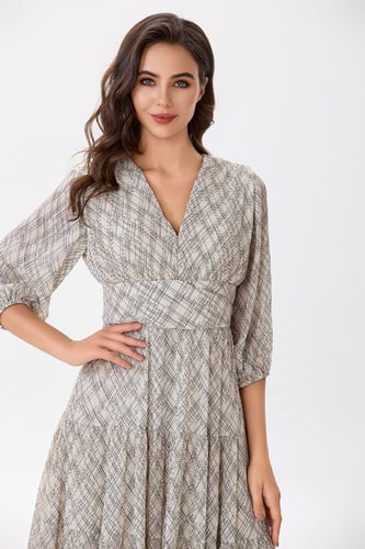 فستان شيفون بنقشة عصرية