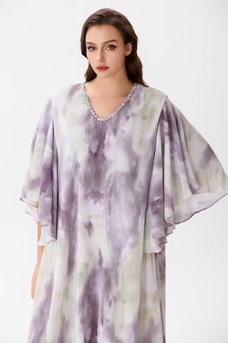 جلابية ستان بليسيه بألوان هادئة