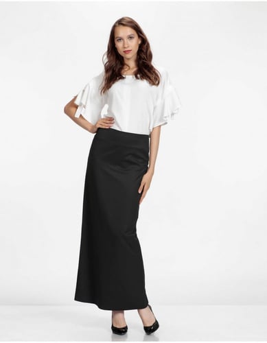 تنورة كريب مكسي اسود بدون فتحه