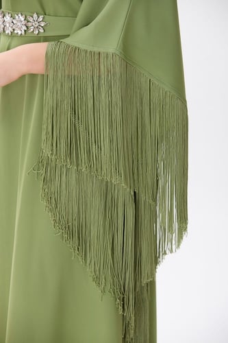 جلابية كريب اخضر كيوي