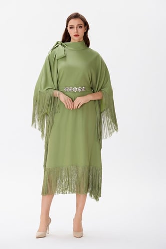 جلابية كريب اخضر كيوي