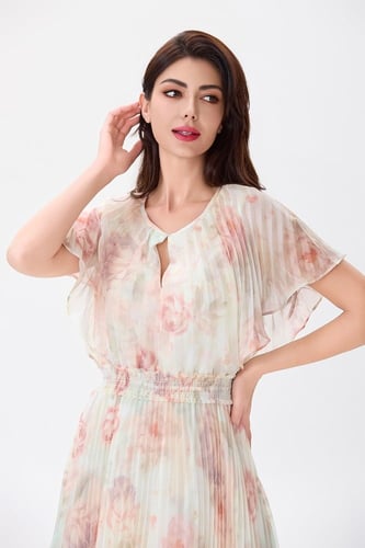 فستان شيفون بنقشة الورود