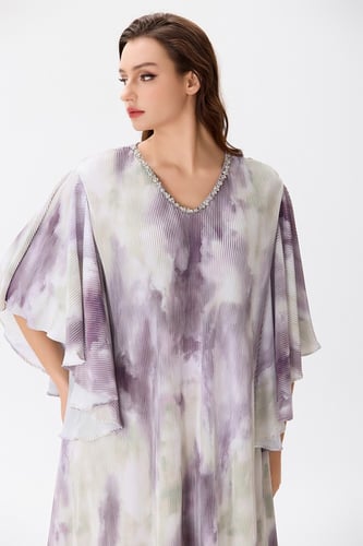 جلابية ستان بليسيه بألوان هادئة