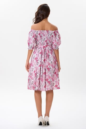 فستان قطن بنقشة الورود