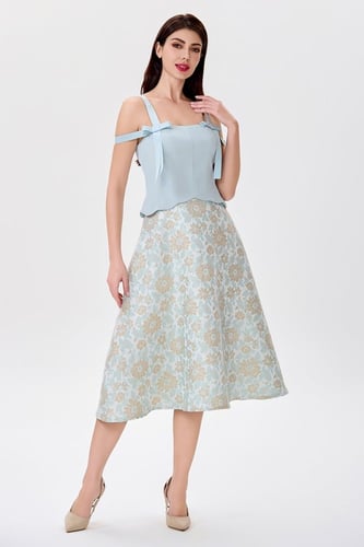 فستان ستان برو كارد ازرق هادئ