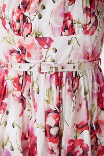 فستان قطن بنقشة الورد