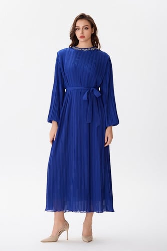 فستان شيفون بليسية أزرق ملكي