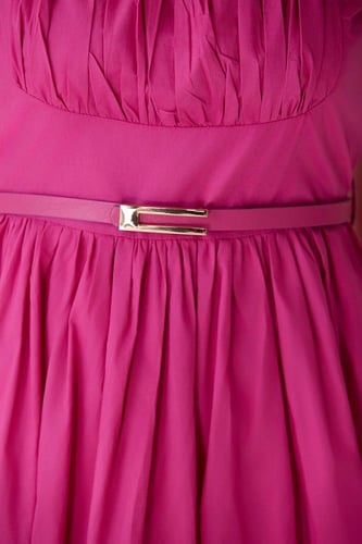 فستان قطن فوشيا بزم على الصدر